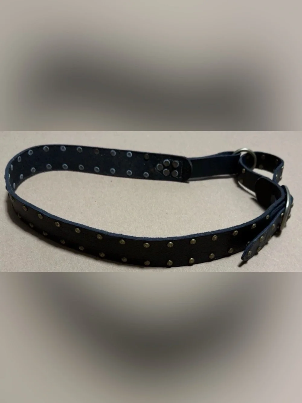 Free People Black Leather Belt Brass Buckle Studded Boho Western One size
